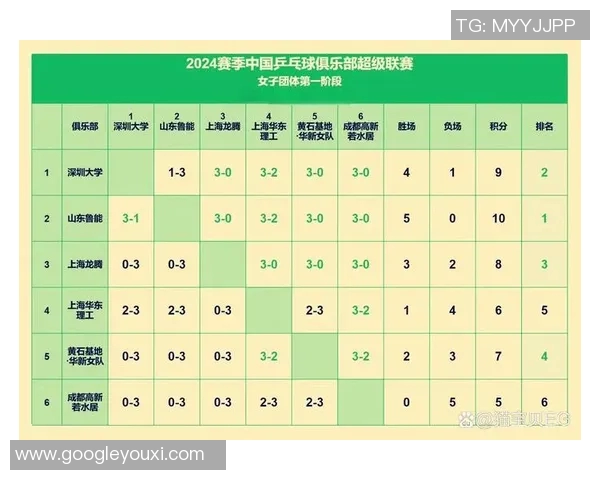 乒乓球战术排行榜：深圳乒乓球队位居第1名